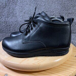 SAS Alpine Ankle Boots Women Size 8 Extra Wide Black Pebbled Leather Made in USA